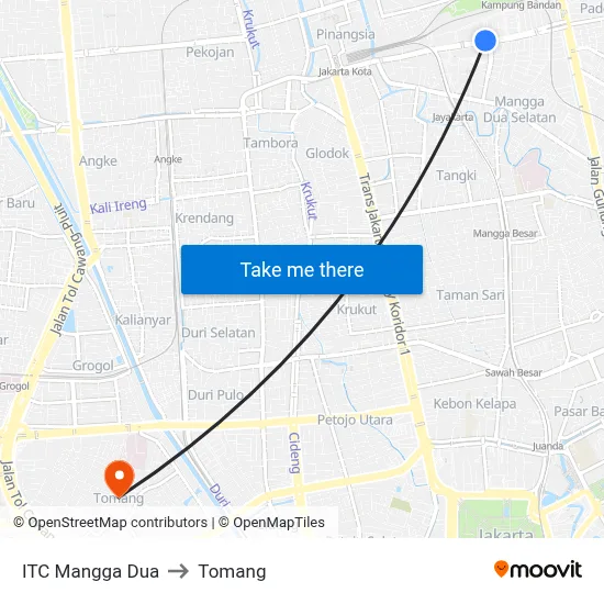 ITC Mangga Dua to Tomang map