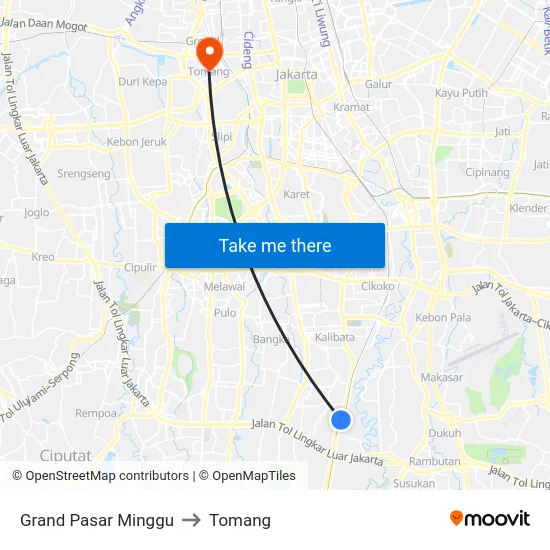 Grand Pasar Minggu to Tomang map
