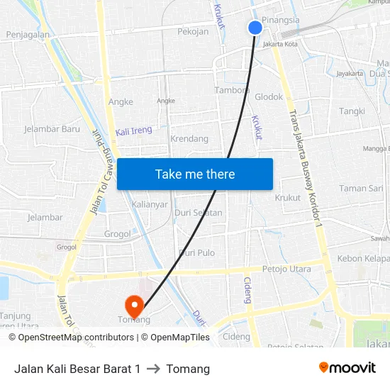 Jalan Kali Besar Barat 1 to Tomang map