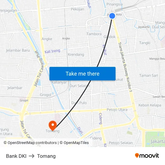 Bank DKI to Tomang map
