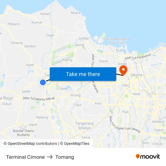 Terminal Cimone to Tomang map