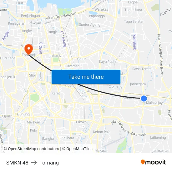 SMKN 48 to Tomang map