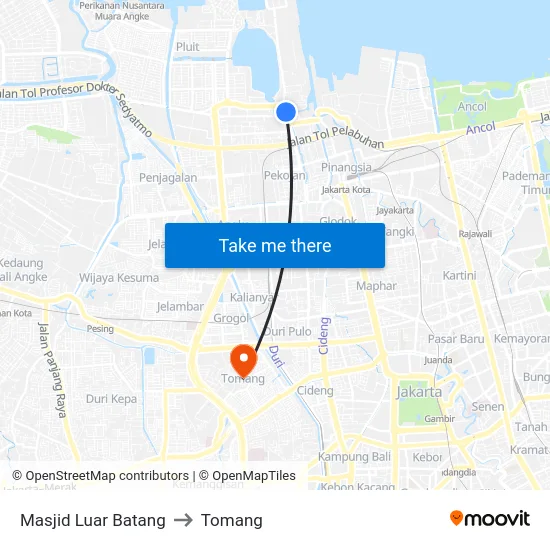 Masjid Luar Batang to Tomang map