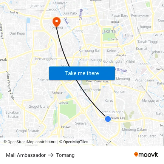 Mall Ambassador to Tomang map