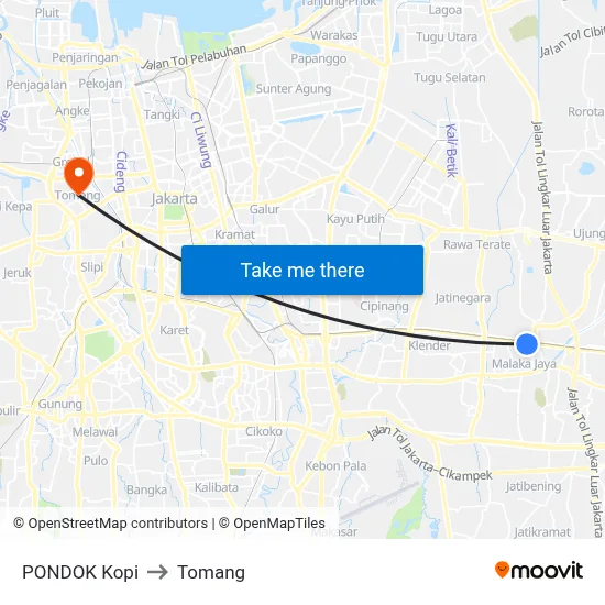 PONDOK Kopi to Tomang map