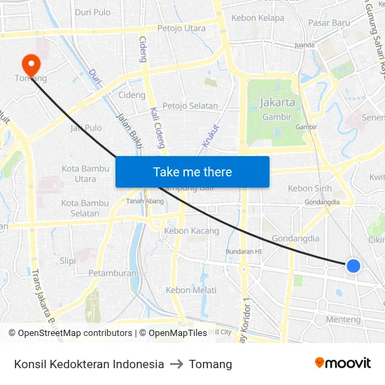 Konsil Kedokteran Indonesia to Tomang map