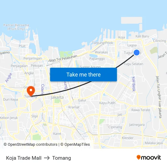 Koja Trade Mall to Tomang map