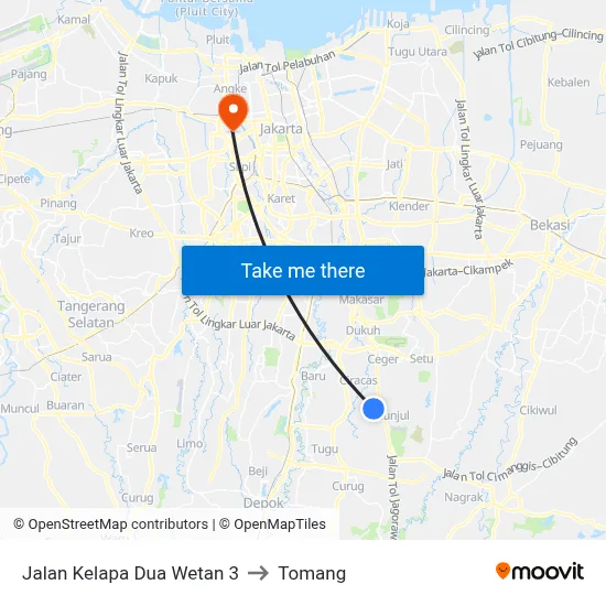 Jalan Kelapa Dua Wetan 3 to Tomang map