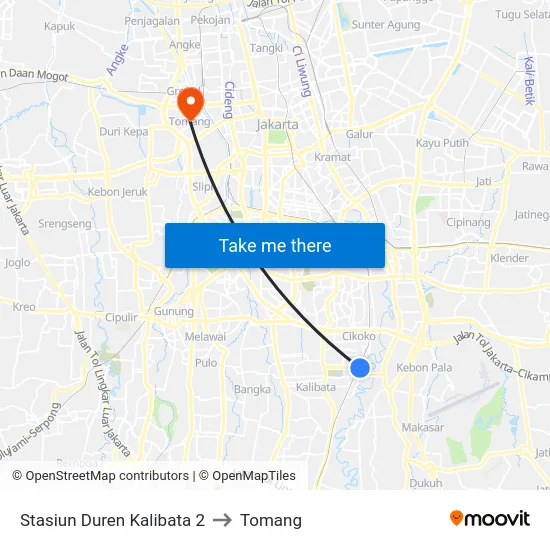 Stasiun Duren Kalibata 2 to Tomang map