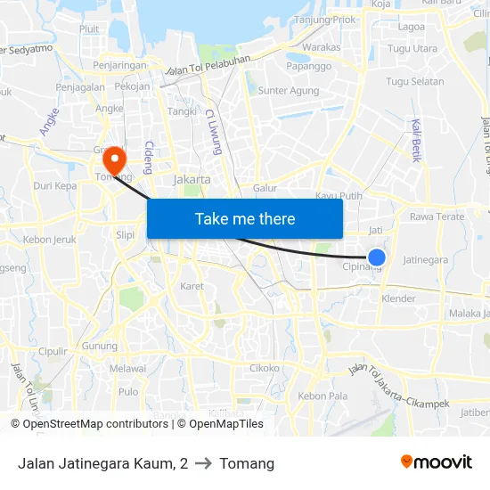 Jalan Jatinegara Kaum, 2 to Tomang map