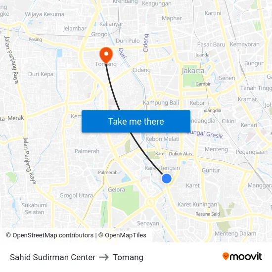 Sahid Sudirman Center to Tomang map