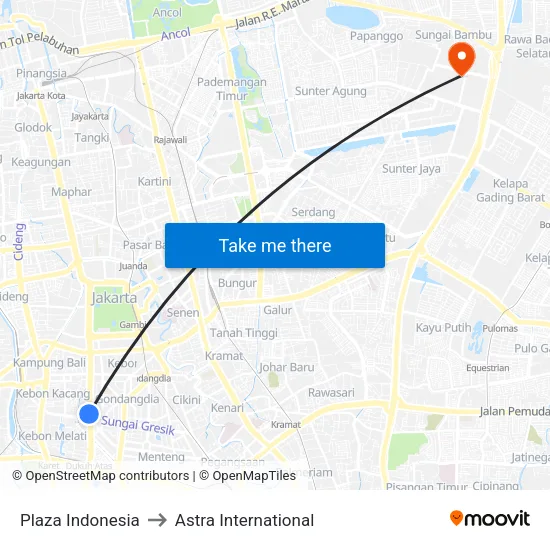Plaza Indonesia to Astra International map