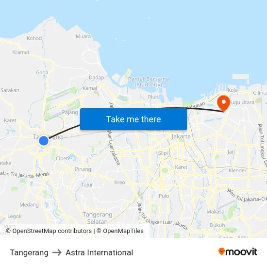 Tangerang to Astra International map