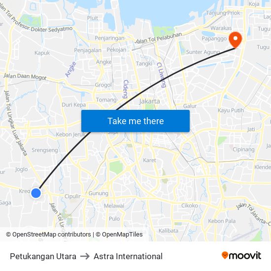 Petukangan Utara to Astra International map