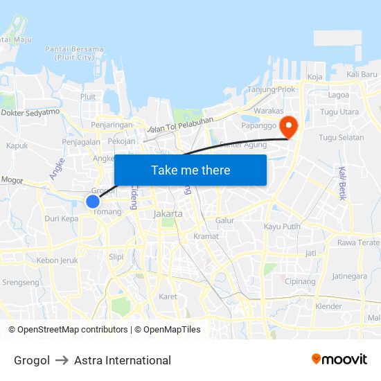 Grogol to Astra International map