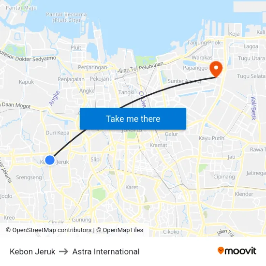 Kebon Jeruk to Astra International map