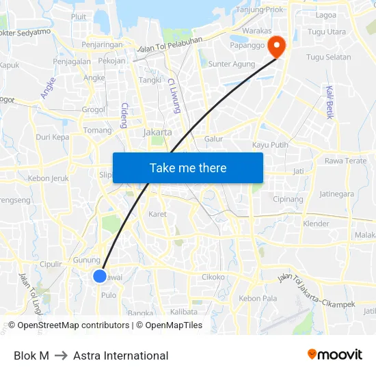 Blok M to Astra International map