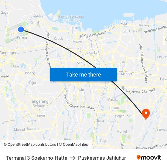 Terminal 3 Soekarno-Hatta to Puskesmas Jatiluhur map