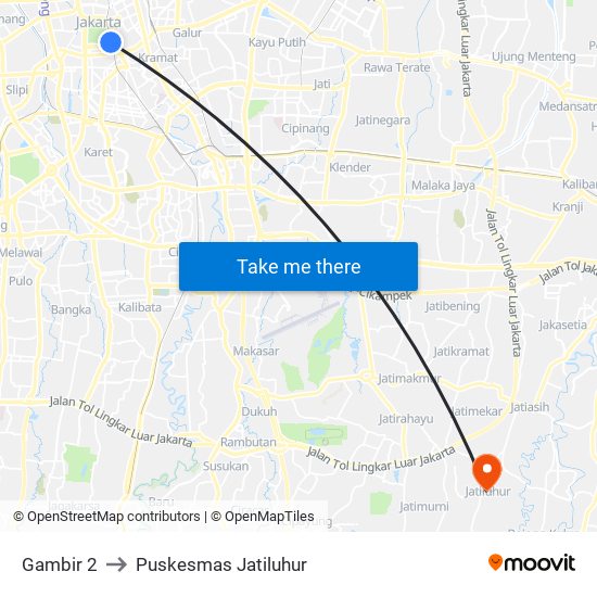 Gambir 2 to Puskesmas Jatiluhur map