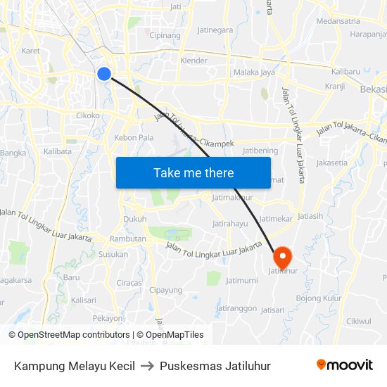 Kampung Melayu Kecil to Puskesmas Jatiluhur map