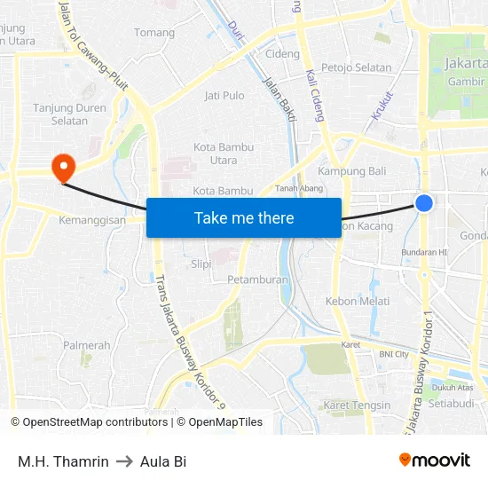 M.H. Thamrin to Aula Bi map