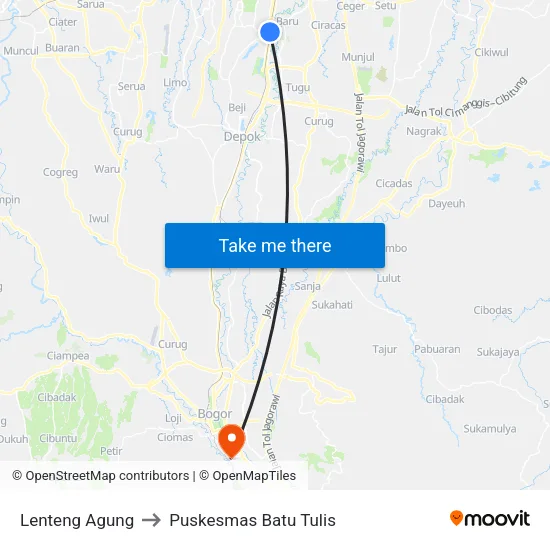 Lenteng Agung to Puskesmas Batu Tulis map