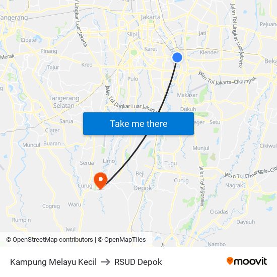 Kampung Melayu Kecil to RSUD Depok map