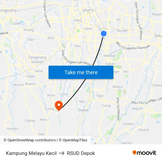 Kampung Melayu Kecil to RSUD Depok map