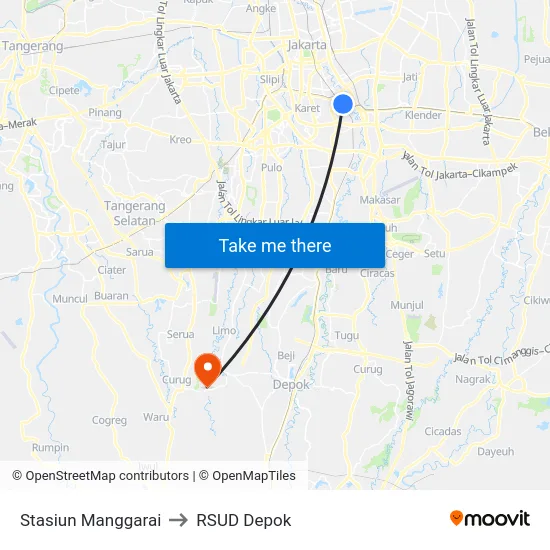 Stasiun Manggarai to RSUD Depok map