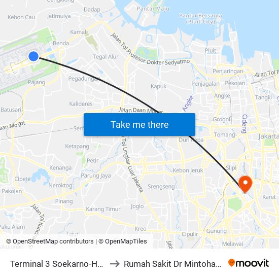 Terminal 3 Soekarno-Hatta to Rumah Sakit Dr Mintohardjo map