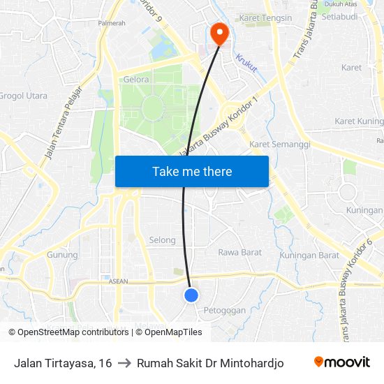 Jalan Tirtayasa, 16 to Rumah Sakit Dr Mintohardjo map