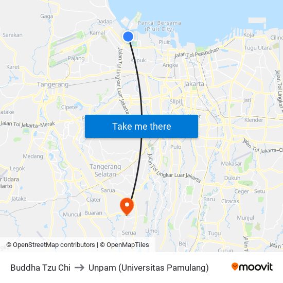 Buddha Tzu Chi to Unpam (Universitas Pamulang) map