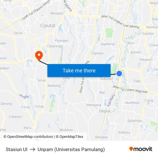 Stasiun UI to Unpam (Universitas Pamulang) map