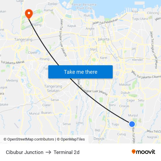 Cibubur Junction to Terminal 2d map