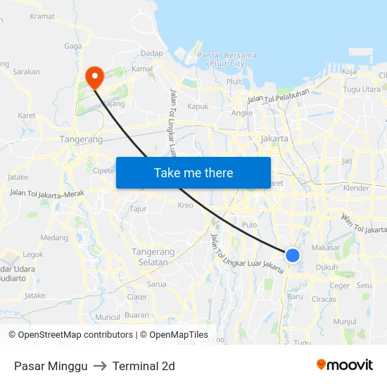 Pasar Minggu to Terminal 2d map