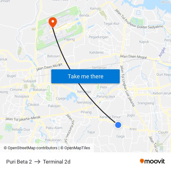 Puri Beta 2 to Terminal 2d map