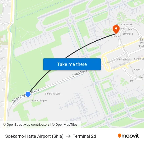 Soekarno-Hatta Airport (Shia) to Terminal 2d map