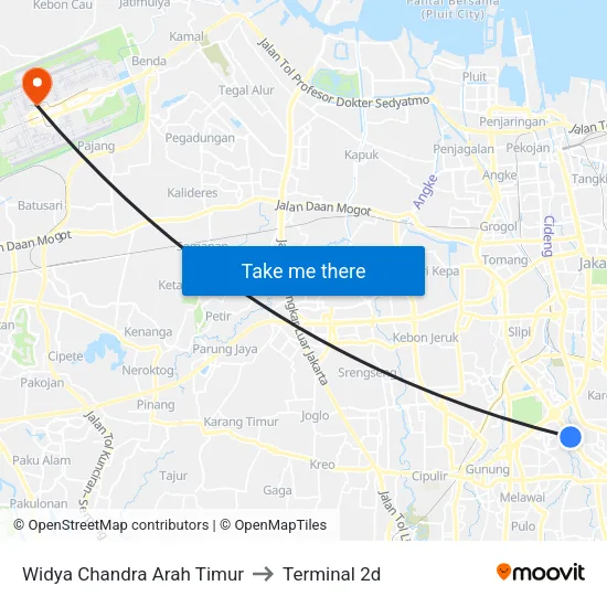 Widya Chandra Arah Timur to Terminal 2d map