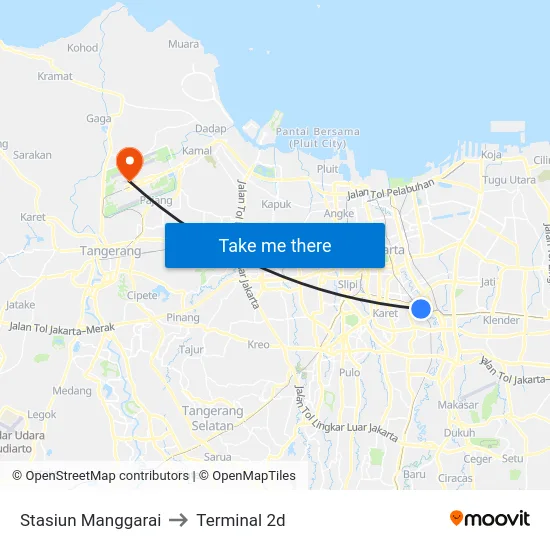 Stasiun Manggarai to Terminal 2d map