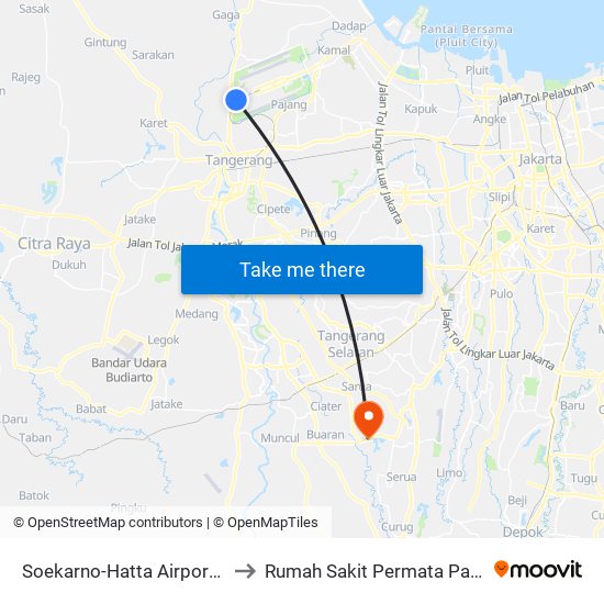 Soekarno-Hatta Airport (Shia) to Rumah Sakit Permata Pamulang map