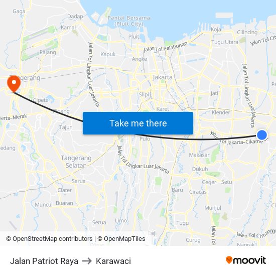 Jalan Patriot Raya to Karawaci map