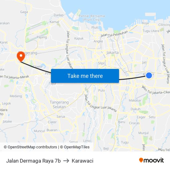Jalan Dermaga Raya 7b to Karawaci map
