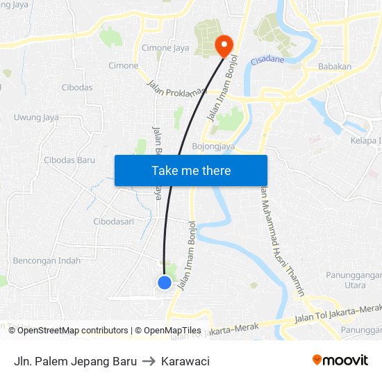 Jln. Palem Jepang Baru to Karawaci map