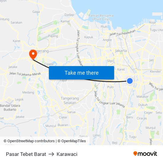 Pasar Tebet Barat to Karawaci map