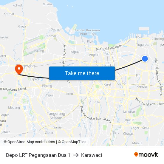 Depo LRT Pegangsaan Dua 1 to Karawaci map
