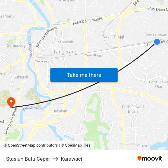 Stasiun Batu Ceper to Karawaci map