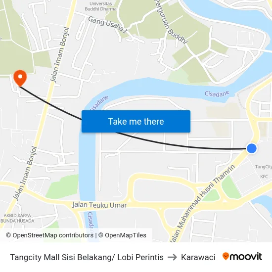 Tangcity Mall Sisi Belakang/ Lobi Perintis to Karawaci map