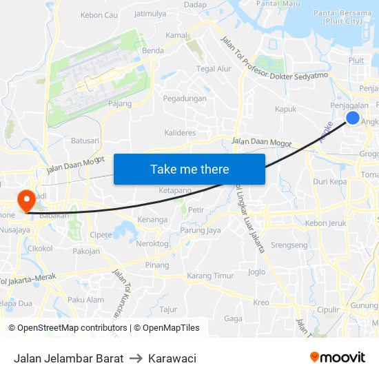 Jalan Jelambar Barat to Karawaci map