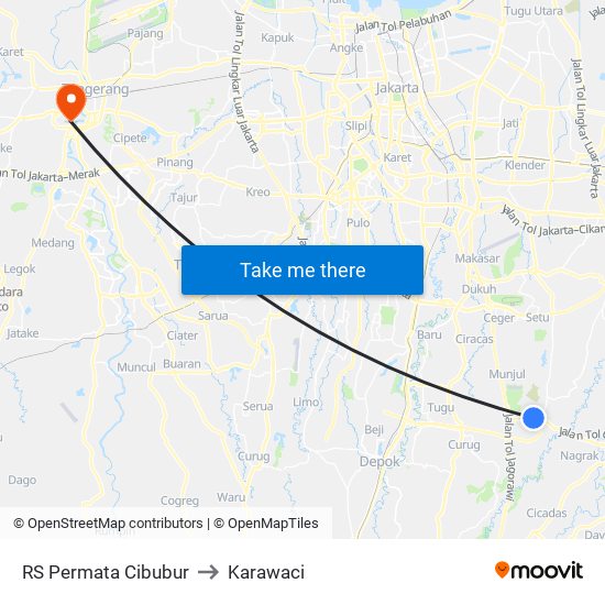 RS Permata Cibubur to Karawaci map