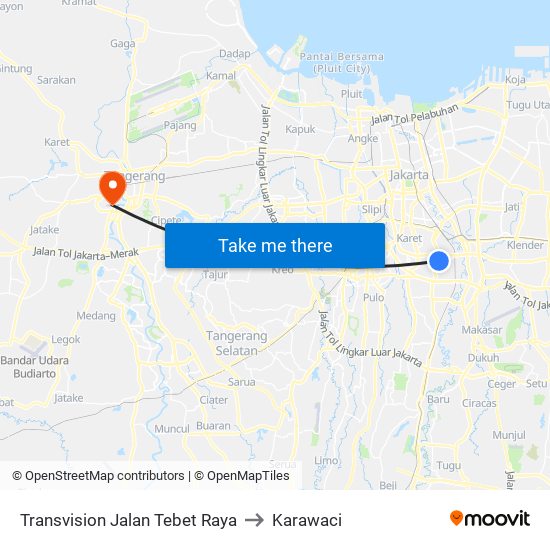 Transvision Jalan Tebet Raya to Karawaci map